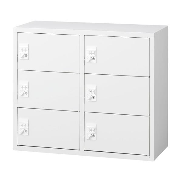 『代引不可』ロッカー 6人用 ミニ 6扉 ダイヤル錠 鍵付 H750mm ホワイト ALZ-PL32...