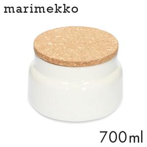 マリメッコ ウニッコ ジャー 蓋付き 700ml ホワイト Marimekko Unikko 保存容器 小物入れ コルク 蓋 北欧｜alude