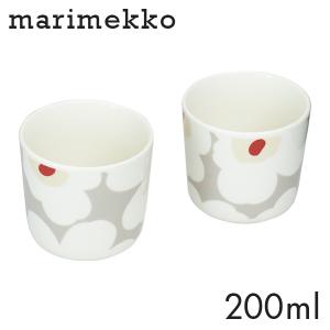 Marimekko マリメッコ Unikko ウニッコ コーヒーカップ 取っ手無 200ml 2個セットホワイト×ライトグレー×レッド×イエロー｜alude