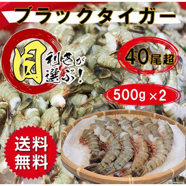 爆買 海老 ブラックタイガー えび エビ 42尾超 500g×2P 合計1kg 業務用 真空パック ...