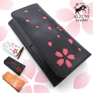 花山 花山[かざん] 都桜金襴 桜型抜き レザーミドルウォレット 和柄/本