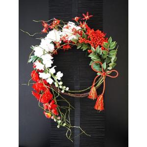 お正月飾り　お正月リース　おしゃれ　モダン　しめ縄　デルフィニウム