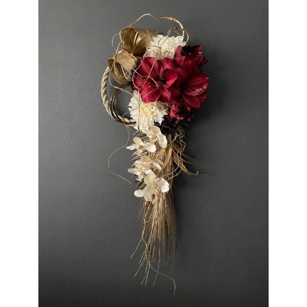 しめなわリース 大きいしめ縄 お正月飾り 胡蝶蘭  リース しめ縄