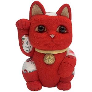 招き猫 大 風水 赤 伝統工芸士 柿沼東光 木目込み人形 日本製の商品画像
