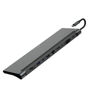ノートパソコン用 ハブ 多機能分配器 タイプCから 11ポート スタンド機能付き USB Type-C 3.0 HDMI VGA 4K 3.5mmイヤホンの商品画像