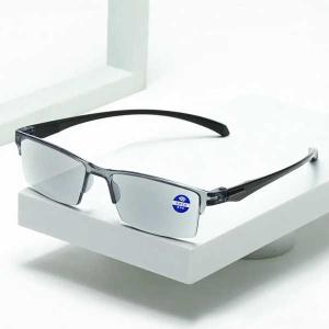 青いray老眼鏡 自動ズーム ユニセックス オートフォーカス ハーフリム 1.0(100) 〜7.0(700) 新品
