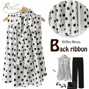 チュニック シフォンチュニック 水玉 ノースリーブ Aライン