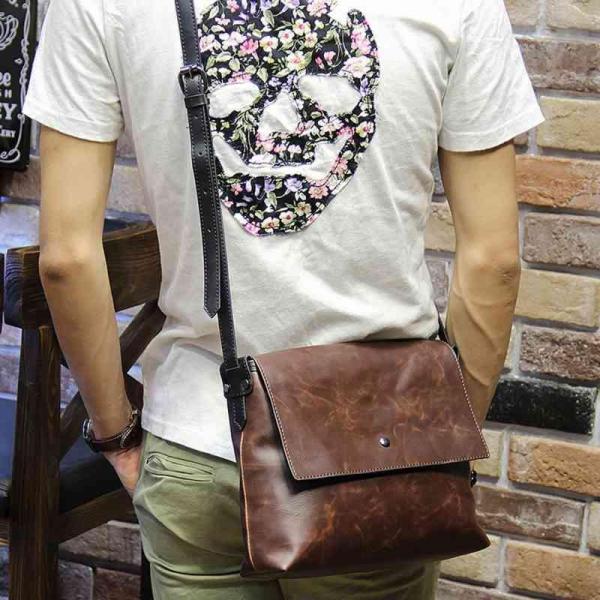 ショルダーバッグ メンズ シンプル かっこいい 小さい レザー 革 皮 50代 斜めがけ ブランド ...