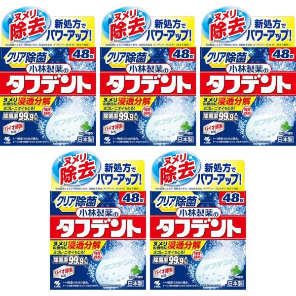 入れ歯用洗浄剤 タフデント ミントの香り 48錠 小林製薬【×5個セット】