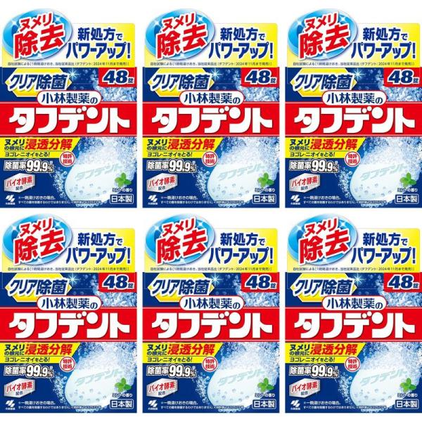 入れ歯用洗浄剤 タフデント ミントの香り 48錠 小林製薬【×6個セット】