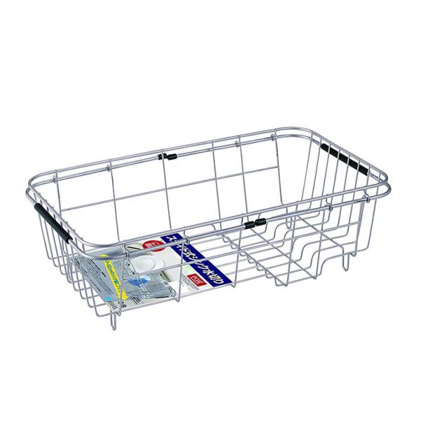 水切りラック 水切りかご 水切りカゴ  スライド式アームを伸縮させて様々な大きさのシンクにフィット ...