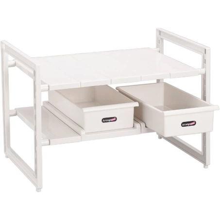 パール金属 キッチン収納 シンク下 ラック 2段 H-5809 ストッカー付伸縮タイプ アレンジフリ...