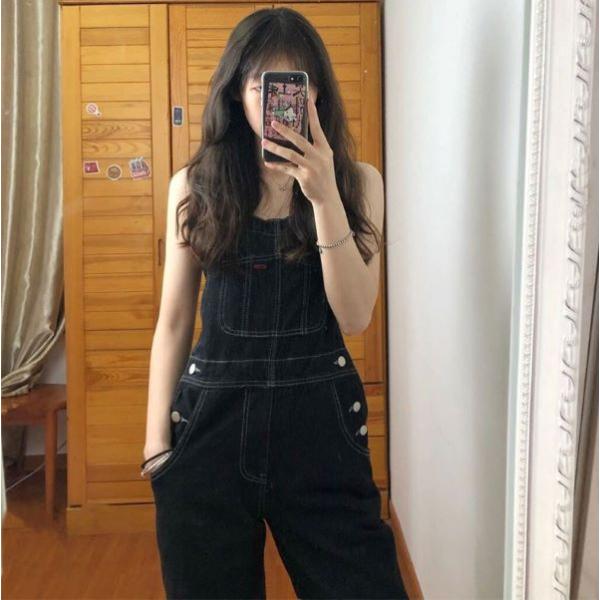 デニム オーバーオール サロペット キレイ目 ストレート レディース パンツ