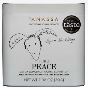 ANASSA ハーブティー PUREPEACE 缶タイプ   |  アナッサ オーガニックハーブティー カフェインフリー 香り ハーブ ギリシャ｜amasiastore