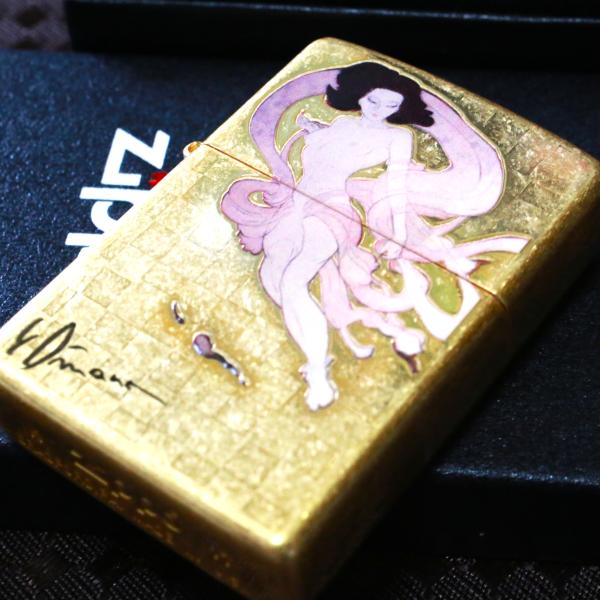 天野喜孝 ZIPPO 雷神 金箔 ジッポーライター 屏風の絵 ゴールド フルカラー加工 綺麗 ジッポ...