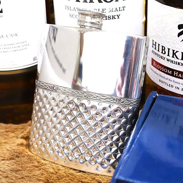 【英国製・高級・携帯ウイスキーボトル】ハーフダイヤモンド 6オンス PINDER BROTHERS ...