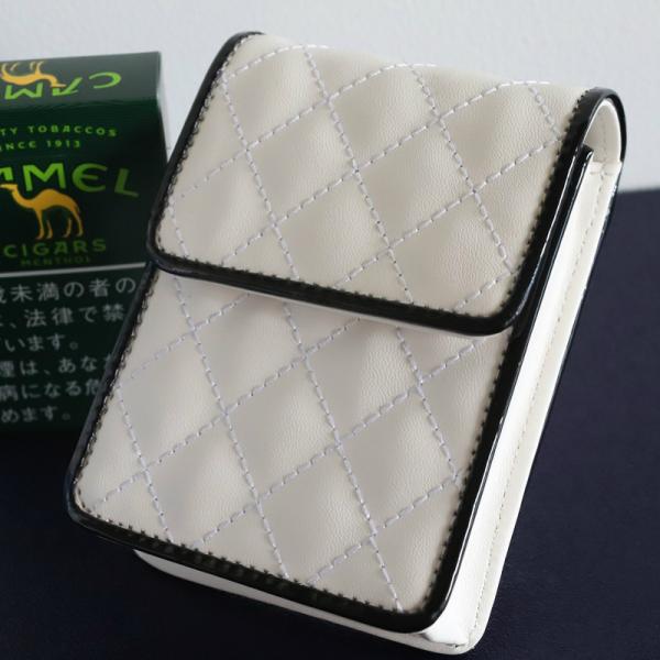 【キルティング たばこ ケース 白】 レディース 人気 かわいい たばこケース 小物入れ メンズ に...