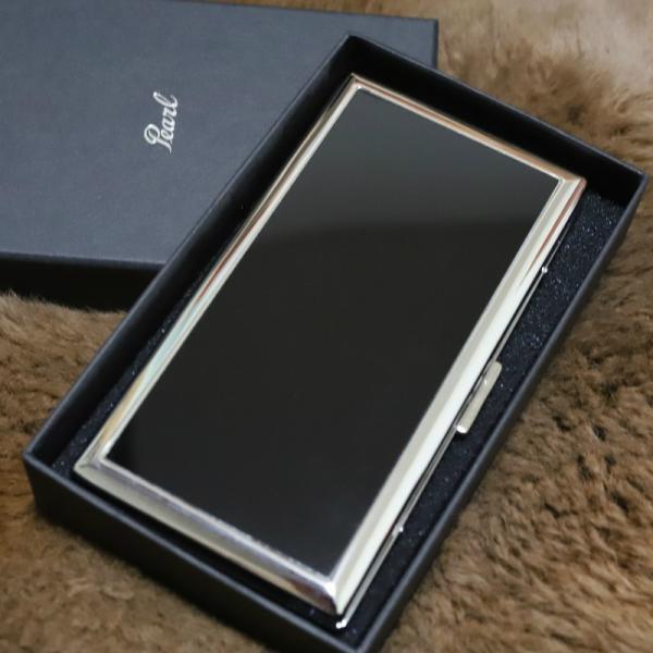 PEARL 超薄型 シガレットケース ブラックパネル 6本 リリースリム 85mm 100mm ロン...