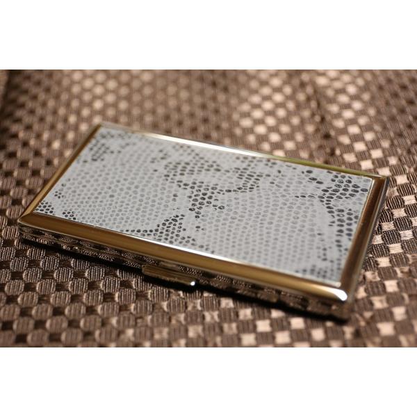 PEARL  超薄型 メタルシガレットケース スネーク柄パネル リリースリム 85mm 100mm ...