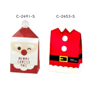 ラッピング Xmas 角底 ペーパーバッグ Sサイズ 5枚入 W120×D70×H220mm / バレない梱包  簡単 ラッピング材 クリスマス