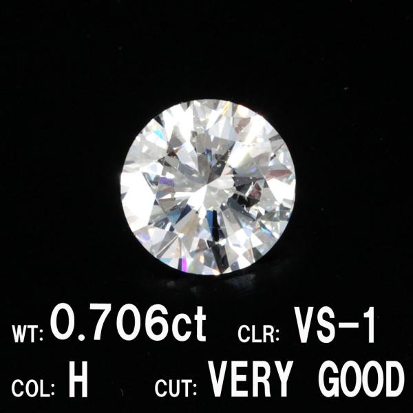 中央宝石研究所鑑定 0.706ct Hカラー VS-1 VERY GOOD 天然 ダイヤモンド ルー...