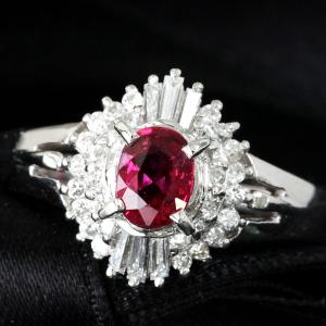 レディース リング ルビー プラチナ 0.9ct 天然 ダイヤモンド 指輪