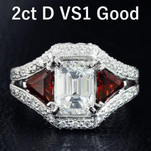 大粒！4ct ダイヤモンド Very good K18 WG 6本爪 リング 鑑定書付 18金