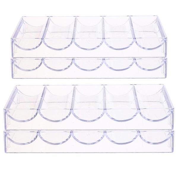 4xアクリルポーカーチップトレイ収納ケース100チップにないパーティーホームカジノゲーム