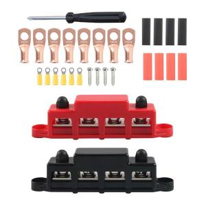 2x 汎用 4 ウェイ配線列 RV 改造アクセサリ 300A スタッド バスバー 配電ブロック ソーラー配線車用