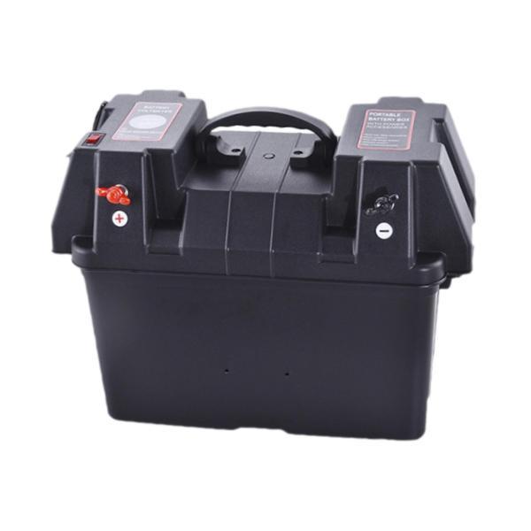 バッテリー収納ボックス コンテナ ポータブル 頑丈 オーガナイザー バッテリーキャリア ATV トロ...