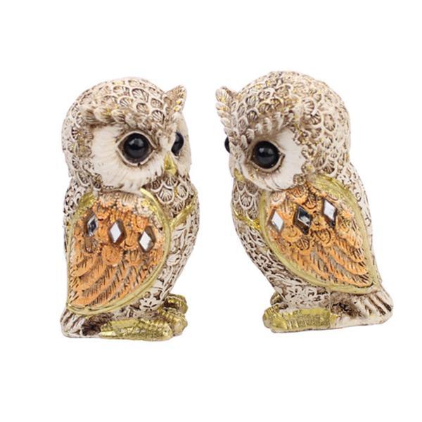 2ピース/個 OWL STATUE ANIMAL SCULPTURE装飾的なクリエイティブなかわいい...