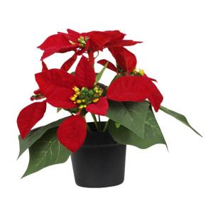 鉢植えのポインセチア クリスマスフラワーアレンジメント オーナメント 造花 家庭用 卓上 オフィス テーブルセンターピース 装飾