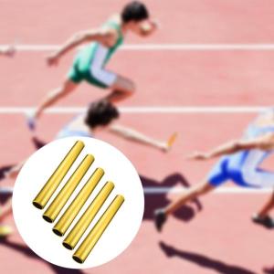 リレーバトン 5本 11.42インチ 丈夫な陸上競技用バトン ランニングゲーム 屋外用 ゴールド