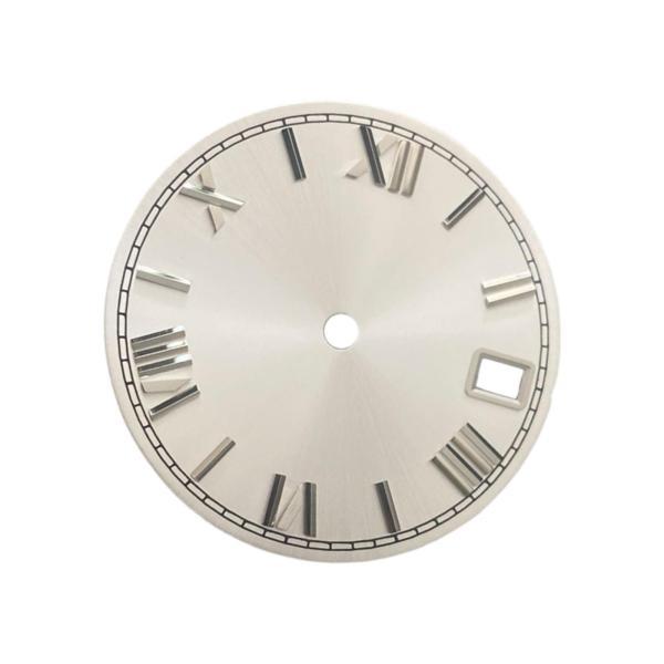 28.5mm 時計文字盤 ヴィンテージデザイン 交換用 ローマ数字 部品修理 ホワイト 銀色