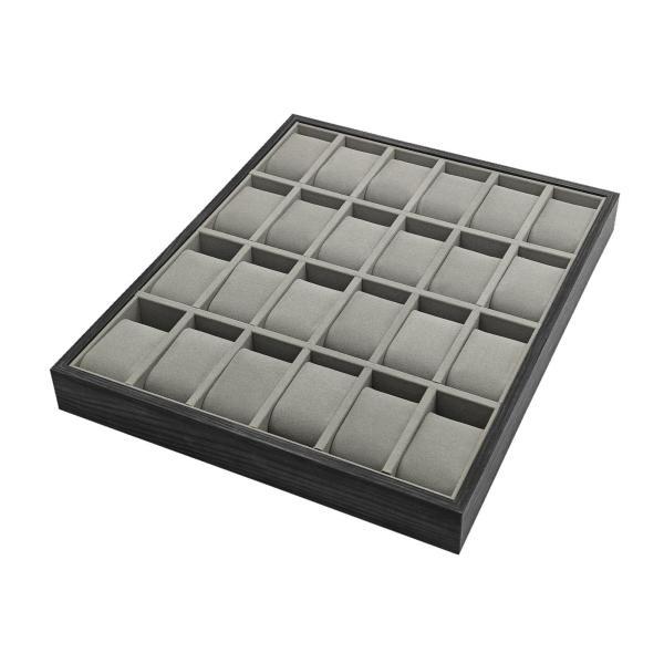 24スロット木製腕時計収納トレイ ジュエリーオーガナイザー 13x15.7x1.8インチ メンズ レ...