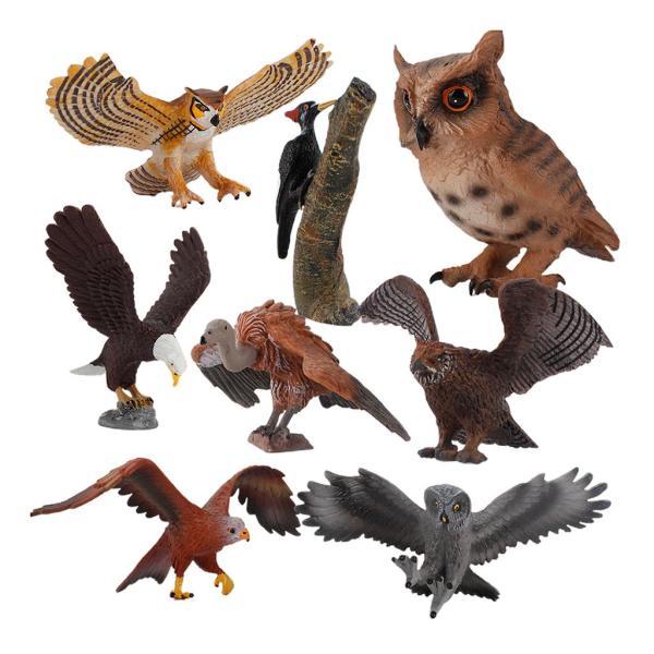 野鳥の置物シミュレートされた生活現実的なPVCフクロウワシミミズの置物にコレクション教育小道具、クリ...