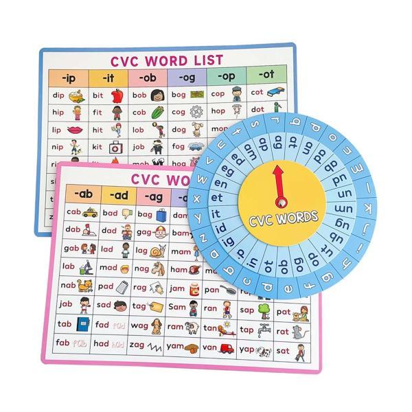3ピース/個英語CVCターンテーブルゲームティーチャーエイズウォールフォニックスチャートCVCターン...