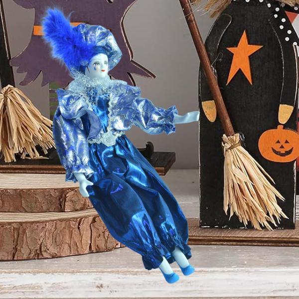 45cm ピエロ人形 ハーレクイン人形 ペイントフェイス ホームデコレーション コスチューム付き ピ...