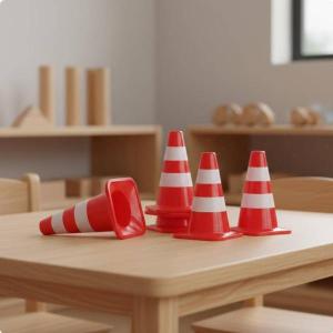 子供用トラフィックコーン 模型アクセサリー 教育支援 リアルな形状 滑らか加工 ミニチュア交通標識 創造的設置 交通体験 建築展示 ジオラマ作成 子供学習に適用