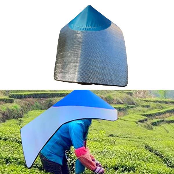 屋外用日よけ帽子 農作業用マント 多機能  軽量アクセサリー アルミフィルムケープ 80x100cm