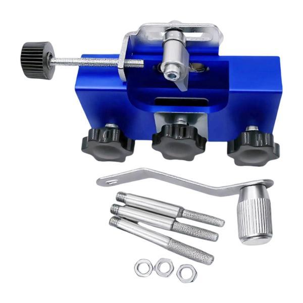 手動チェーンソーシャープナーグラインダーキット（男性・夫向け、コンパクト、3バー付き、ブルー）