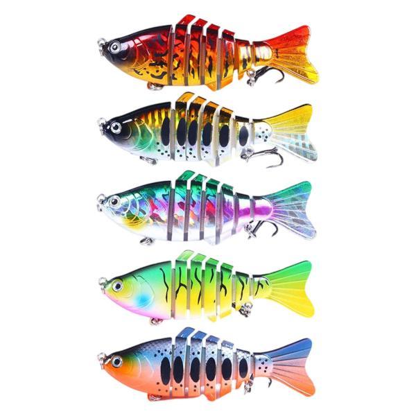 釣りルアー5点セット スイムベイト アウトドア湖シミュレーション人工ルアー シャープトレブルフック?...
