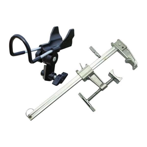 クランプ式ロッドホルダー 頑丈なクランプ式釣り竿マウント ブリッジカヌーヨットクランプ用 サポート付...