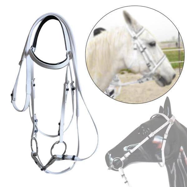 馬具（手綱付き）ステンレススチール製リングビット（馬用ロープ、白）12.5cm