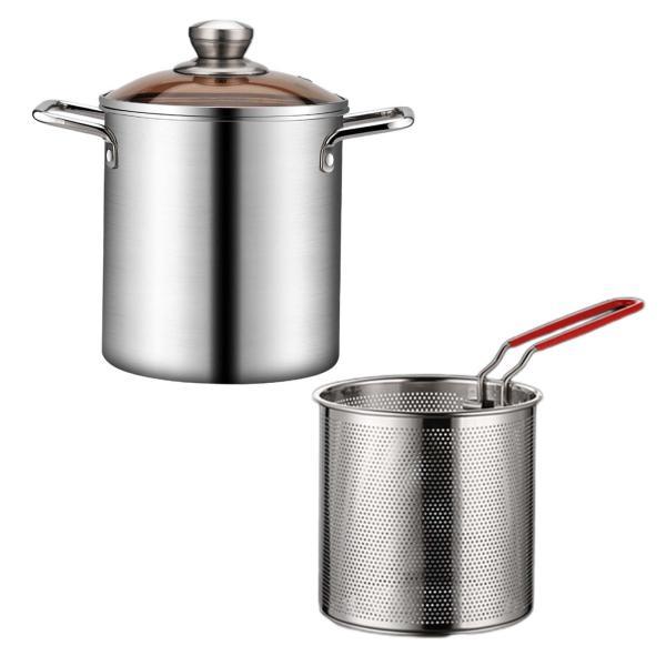 ダブルハンドル付きディープフライポット、パンプキンパイ用ミニディープフライヤー、フライヤーバスケット...