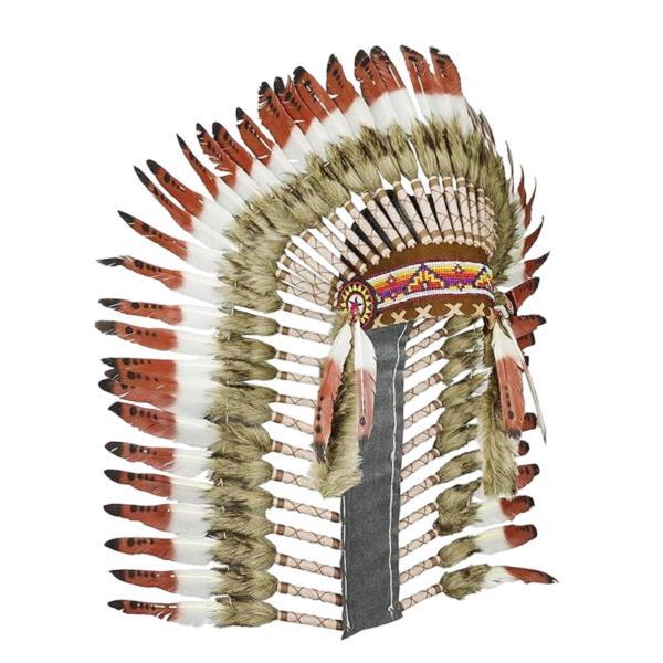 インディアンヘッドドレス インディアンヘッドバンド ダンスパフォーマンスのためのネイティブアメリカン...
