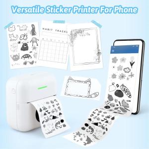 ポータブルミニプリンター、10ロール紙付きイン...の詳細画像4