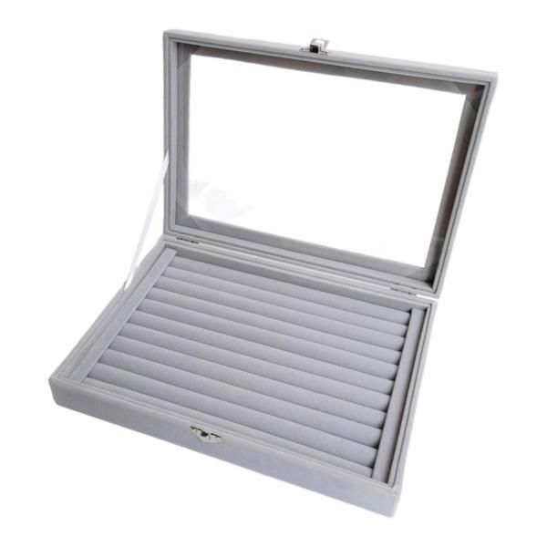 カフスボタントレイショーケース リングジュエリーディスプレイ収納ボックス 旅行用リング イヤリング ...