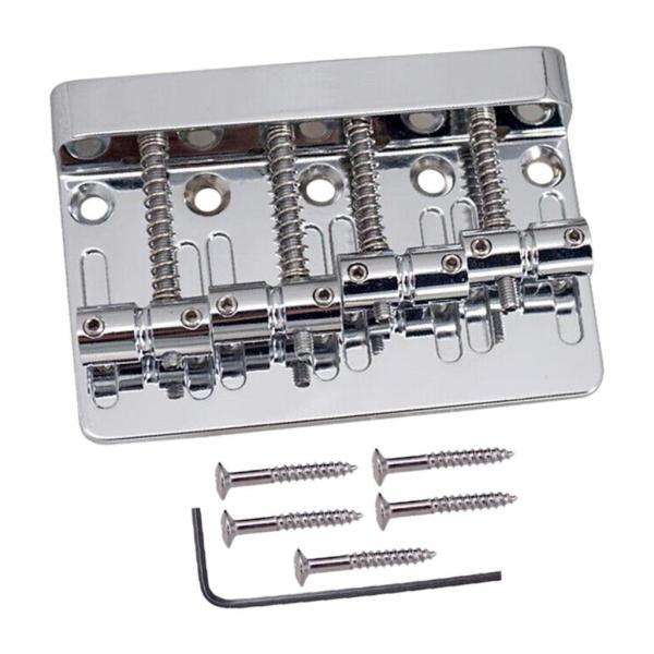 交換用 ベースブリッジセット 固定式 ネジ付き 4弦 バスブリッジ クロム