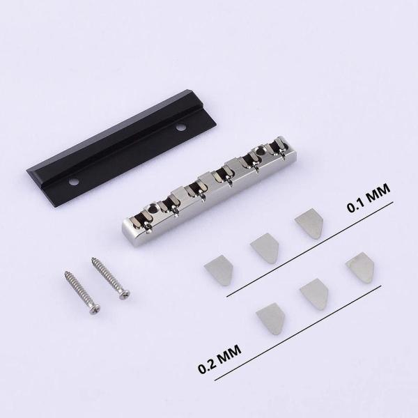 ギターナッツ43mm、交換用フラットボトムメタルプリスロットナット、弦楽器用エレクトリックギターロー...